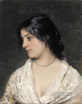  lady Art Painting - von The Pearl Necklace lady Eugene de Blaas